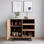 Merrick Lane Bar and Sideboard with Storage Cabinet, Hanging Stemware Holders and Bottle Storage