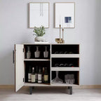 Merrick Lane Bar and Sideboard with Storage Cabinet, Hanging Stemware Holders and Bottle Storage