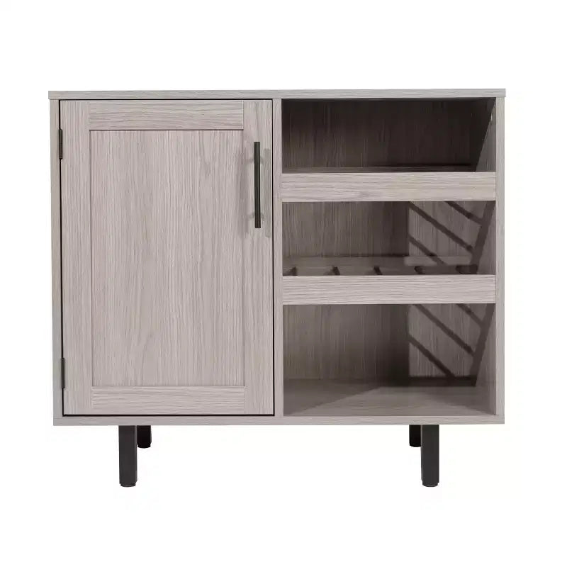 Merrick Lane Bar and Sideboard with Storage Cabinet, Hanging Stemware Holders and Bottle Storage