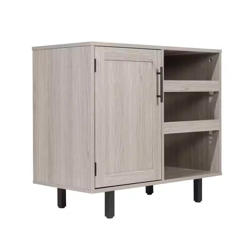 Merrick Lane Bar and Sideboard with Storage Cabinet, Hanging Stemware Holders and Bottle Storage