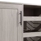 Merrick Lane Bar and Sideboard with Storage Cabinet, Hanging Stemware Holders and Bottle Storage