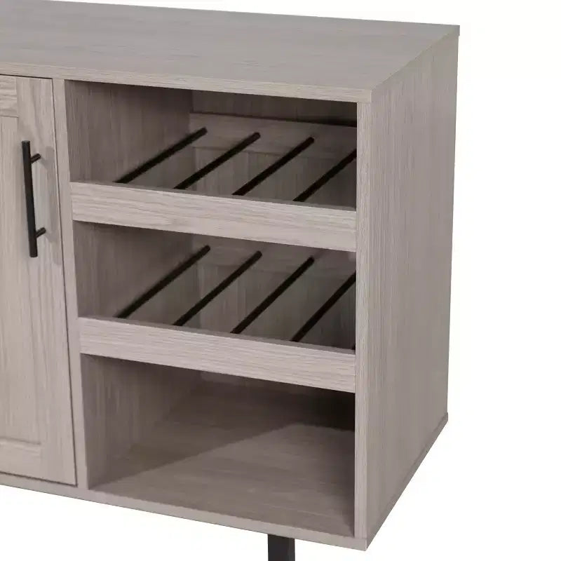 Merrick Lane Bar and Sideboard with Storage Cabinet, Hanging Stemware Holders and Bottle Storage