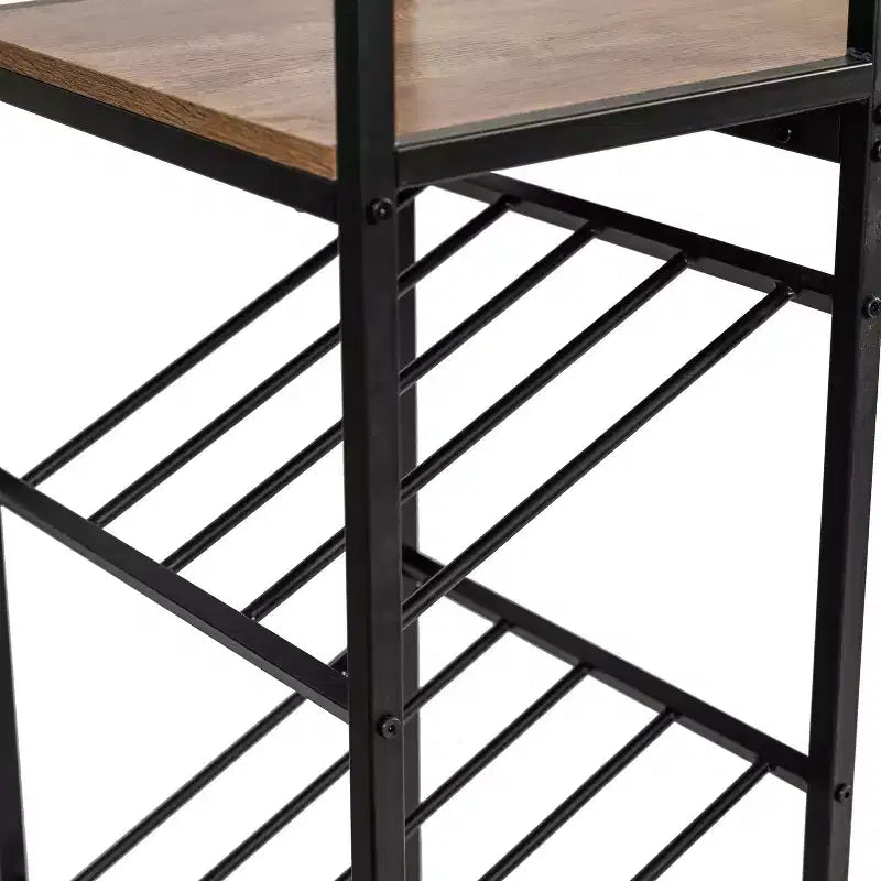 Tavolino da Bar/Vino in Metallo Merrick Lane con Portabottiglie e Supporti Sospesi per Bicchieri