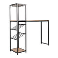Merrick Lane Metal Bar and Wine Table with Bottle Storage and Hanging Stemware Holders