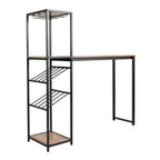 Merrick Lane Metal Bar and Wine Table with Bottle Storage and Hanging Stemware Holders