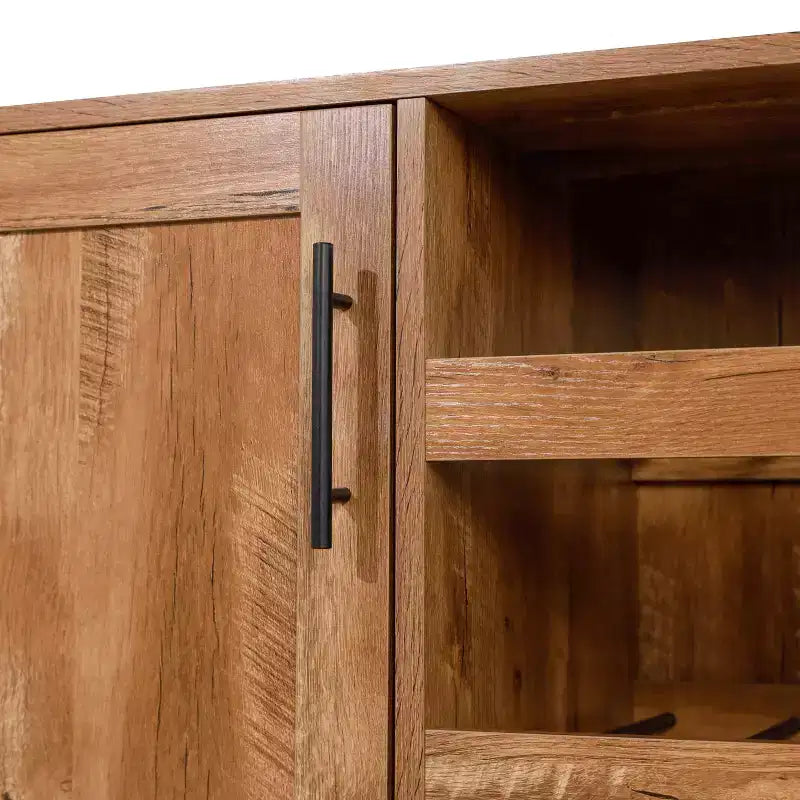 Flash Furniture Elmont Classic Bar and Sideboard with Shaker Style Single Door Cabinet with Hanging Glass Storage and Open Bottle Shelves