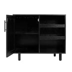 Flash Furniture Elmont Classic Bar and Sideboard with Shaker Style Single Door Cabinet with Hanging Glass Storage and Open Bottle Shelves