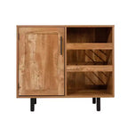 Flash Furniture Elmont Classic Bar and Sideboard with Shaker Style Single Door Cabinet with Hanging Glass Storage and Open Bottle Shelves