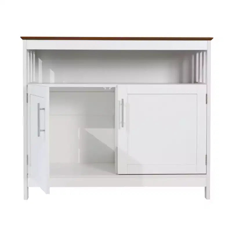 Emma and Oliver 40 Inch Buffet and Sideboard with Open Storage Shelf and Double Door Storage Cabinet