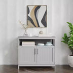 Emma and Oliver 40 Inch Buffet and Sideboard with Open Storage Shelf and Double Door Storage Cabinet