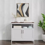 Emma and Oliver 40 Inch Buffet and Sideboard with Open Storage Shelf and Double Door Storage Cabinet