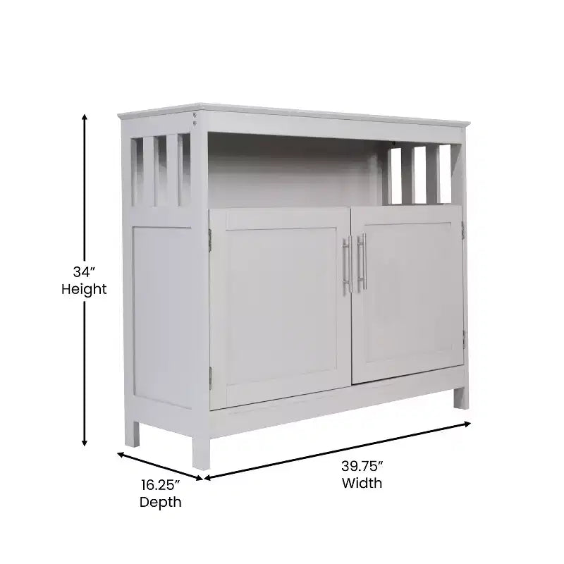 Emma and Oliver 40 Inch Buffet and Sideboard with Open Storage Shelf and Double Door Storage Cabinet