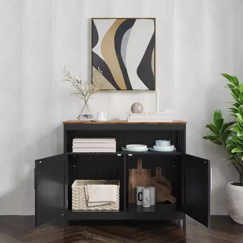 Emma and Oliver 40 Inch Buffet and Sideboard with Open Storage Shelf and Double Door Storage Cabinet