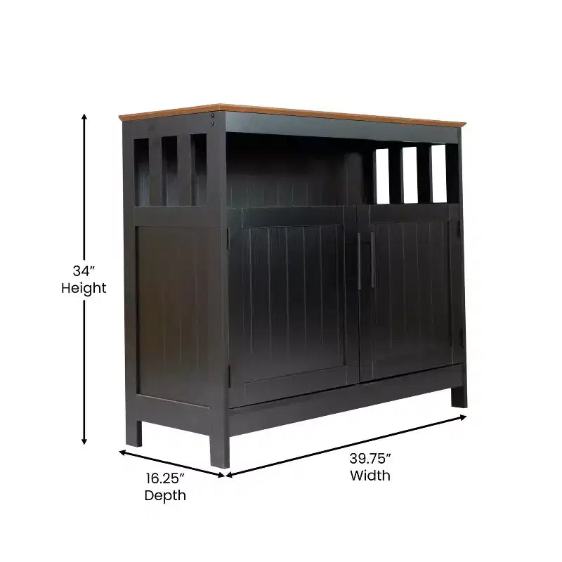 Emma and Oliver 40 Inch Buffet and Sideboard with Open Storage Shelf and Double Door Storage Cabinet