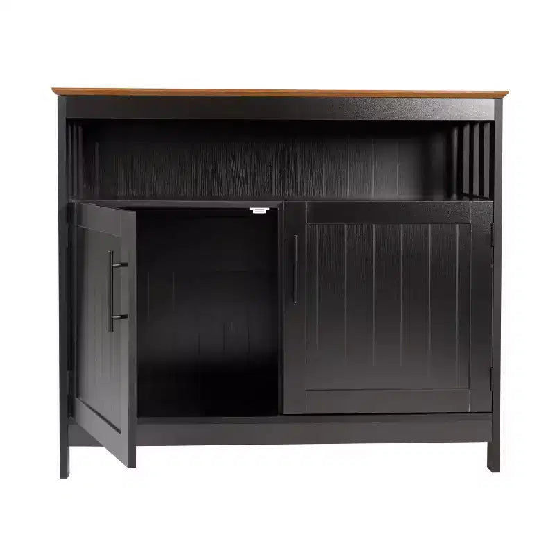 Emma and Oliver 40 Inch Buffet and Sideboard with Open Storage Shelf and Double Door Storage Cabinet