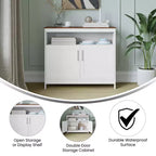 Emma and Oliver 40 Inch Buffet and Sideboard with Open Storage Shelf and Double Door Storage Cabinet