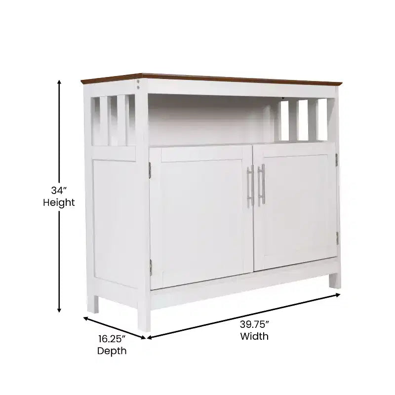 Emma and Oliver 40 Inch Buffet and Sideboard with Open Storage Shelf and Double Door Storage Cabinet