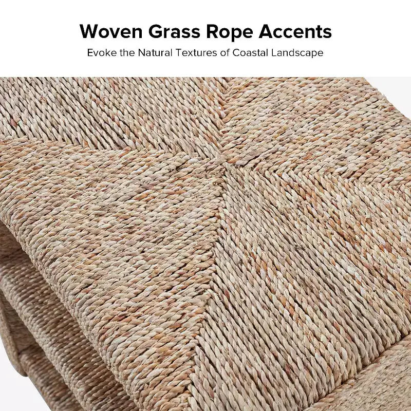 Heinrich 24 Coastal Style Grass Rope Side Table with Two Open Shelves Set of 2|ART OF LIVING DESIGNS-NATURAL