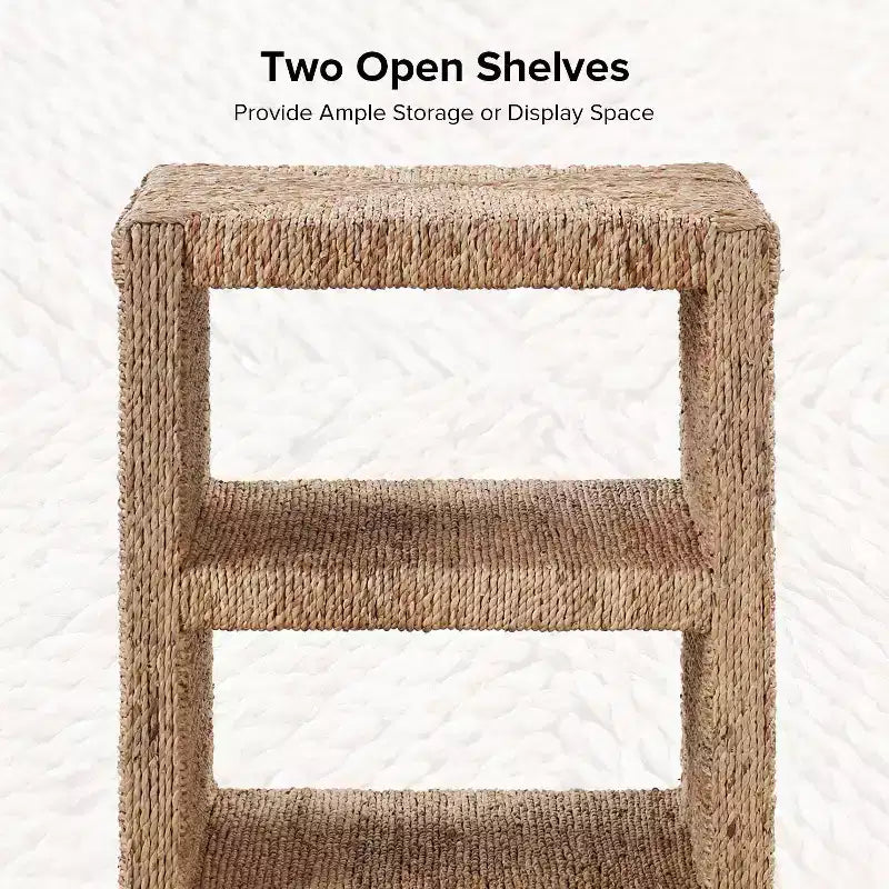Heinrich 24 Coastal Style Grass Rope Side Table with Two Open Shelves Set of 2|ART OF LIVING DESIGNS-NATURAL