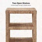 Heinrich 24 Coastal Style Grass Rope Side Table with Two Open Shelves Set of 2|ART OF LIVING DESIGNS-NATURAL