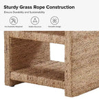 Heinrich 24 Coastal Style Grass Rope Side Table with Two Open Shelves Set of 2|ART OF LIVING DESIGNS-NATURAL