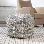 Uttermost Narol Neutral Charcoal and Black Pouf Ottoman