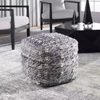 Uttermost Narol Neutral Charcoal and Black Pouf Ottoman