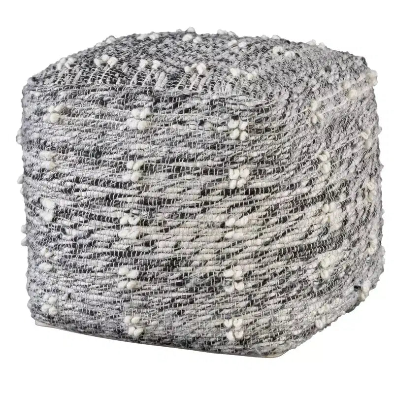 Uttermost Narol Neutral Charcoal and Black Pouf Ottoman