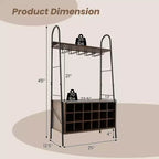Costway Industrial Rack Freestanding Bottle Holder with Stemware Holder & Open Shelves