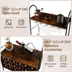 Costway Industrial Rack Freestanding Bottle Holder with Stemware Holder & Open Shelves