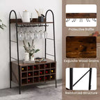 Costway Industrial Rack Freestanding Bottle Holder with Stemware Holder & Open Shelves