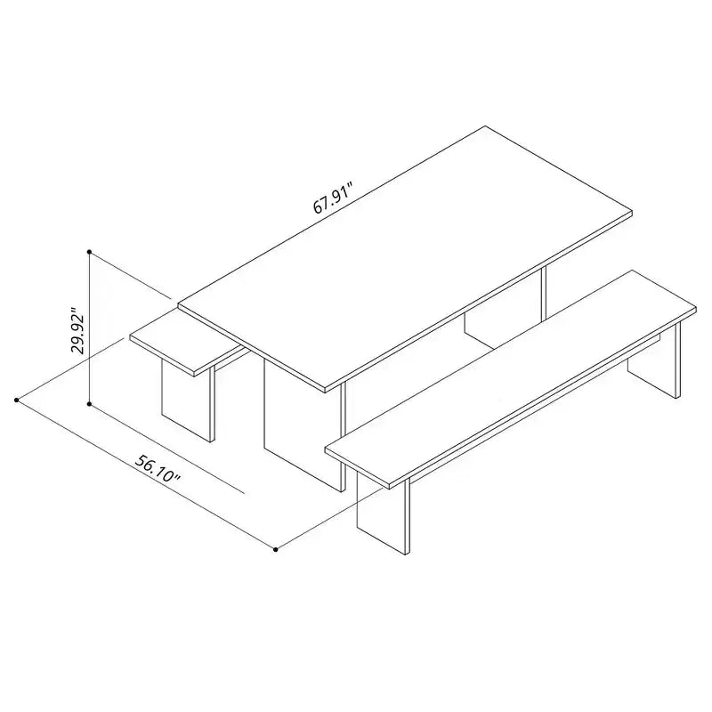 Set da pranzo Moderno Nomad 3pz 172.5cm - Manhattan Comfort