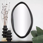 Wooden Abstract Oval Wall Mirror Black - Olivia & May