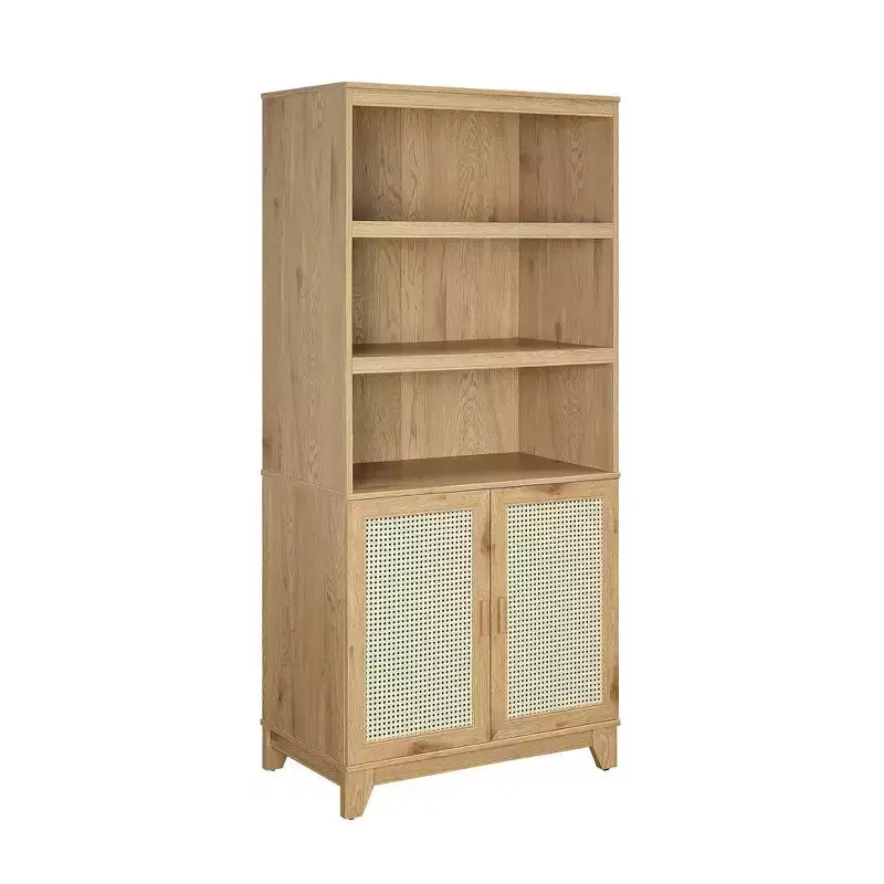 Sheridan Modern 7 Shelf Cane Bookcase - Manhattan Comfort