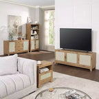 Sheridan Modern 7 Shelf Cane Bookcase - Manhattan Comfort