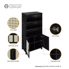 Sheridan Modern 7 Shelf Cane Bookcase - Manhattan Comfort
