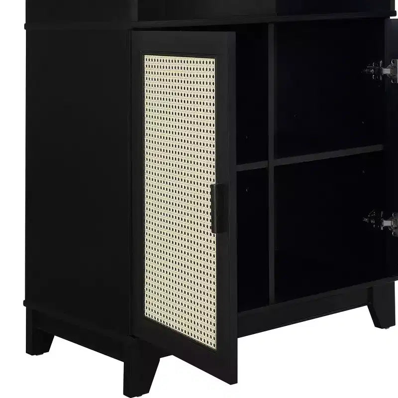 Sheridan Modern 7 Shelf Cane Bookcase - Manhattan Comfort
