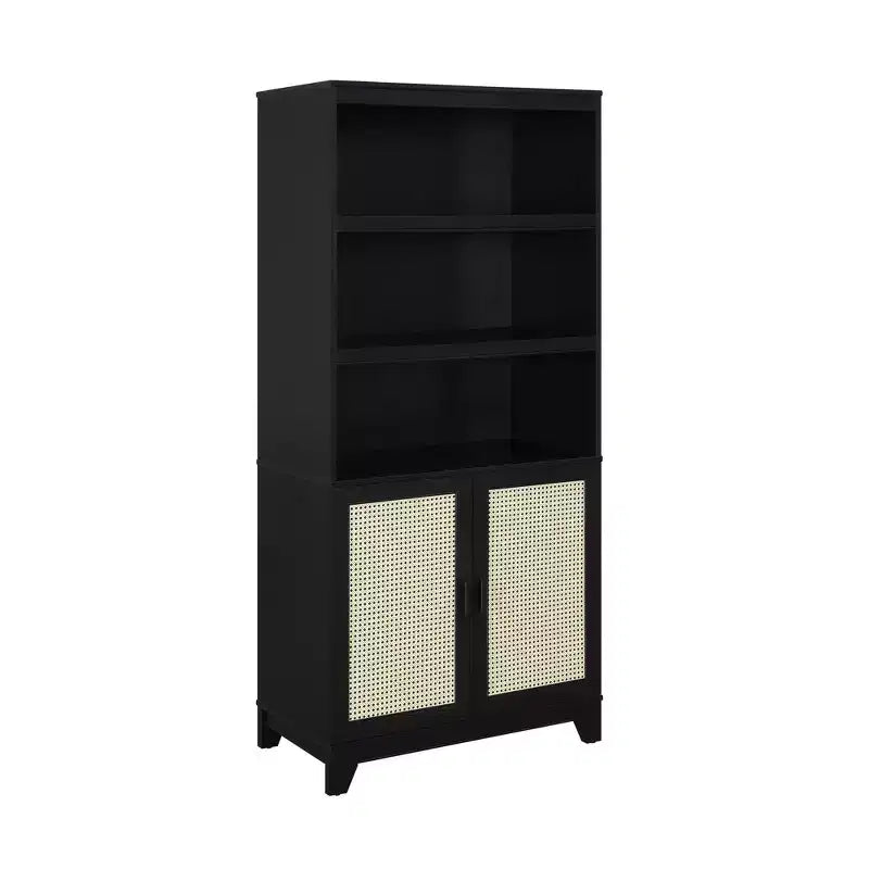 Sheridan Modern 7 Shelf Cane Bookcase - Manhattan Comfort