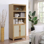 Sheridan Modern 7 Shelf Cane Bookcase - Manhattan Comfort