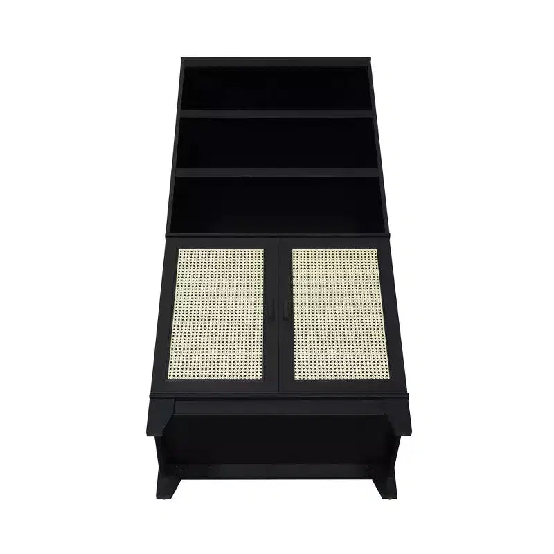 Sheridan Modern 7 Shelf Cane Bookcase - Manhattan Comfort