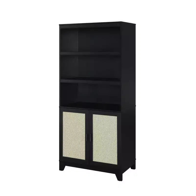 Sheridan Modern 7 Shelf Cane Bookcase - Manhattan Comfort
