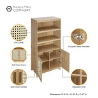 Sheridan Modern 7 Shelf Cane Bookcase - Manhattan Comfort