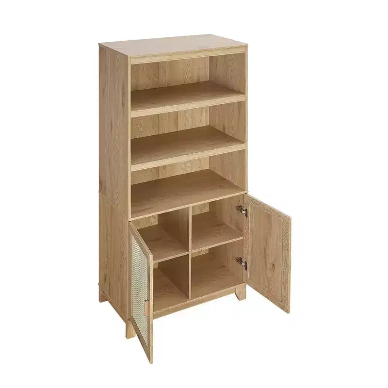 Sheridan Modern 7 Shelf Cane Bookcase - Manhattan Comfort