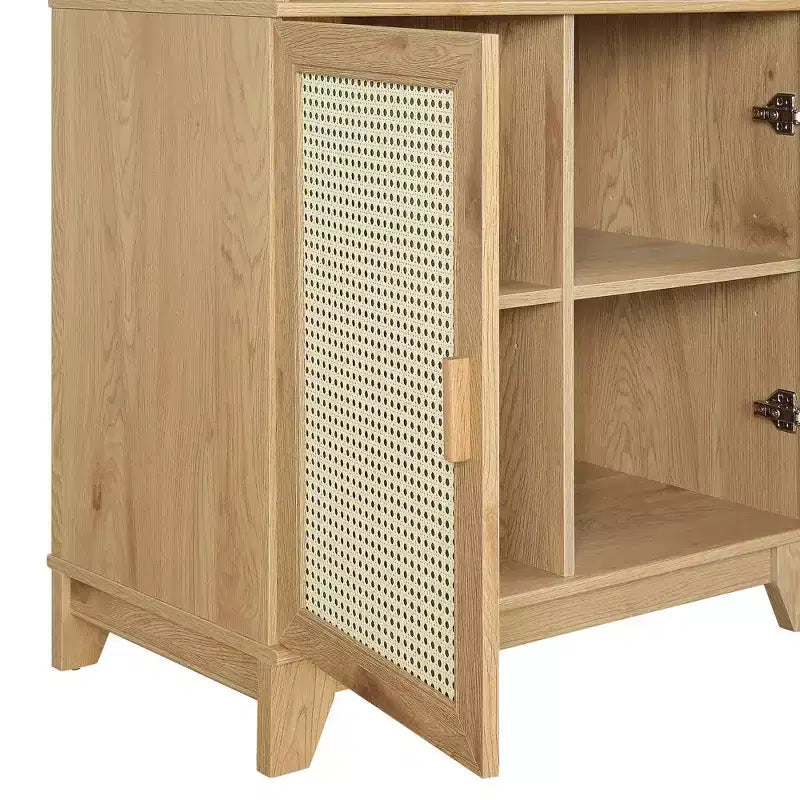 Sheridan Modern 7 Shelf Cane Bookcase - Manhattan Comfort