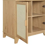 Sheridan Modern 7 Shelf Cane Bookcase - Manhattan Comfort