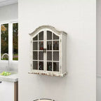 28x22 Traditional Wood Wall Shelf with Arched Shutter Doors - Olivia & May