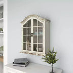 28x22 Traditional Wood Wall Shelf with Arched Shutter Doors - Olivia & May
