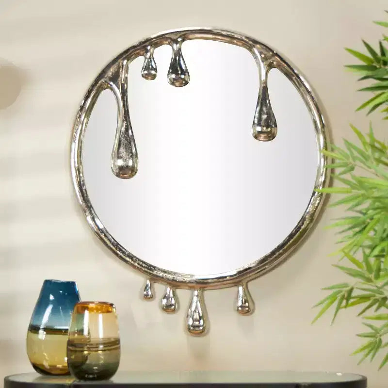 43x36 Aluminum Abstract Drip Wall Mirror with Melting Designed Frame - Olivia & May