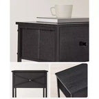 Nightstand Side Fabric Drawer 24-Inch Tall End Table with Storage Shelf Bedroom