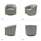 Set of 2 Molly Modern 360-degree Swivel Barrel Genuine Leather Chair with Solid Wood Base|ART OF LIVING DESIGNS